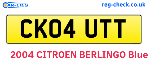 CK04UTT are the vehicle registration plates.