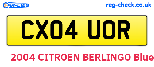 CX04UOR are the vehicle registration plates.