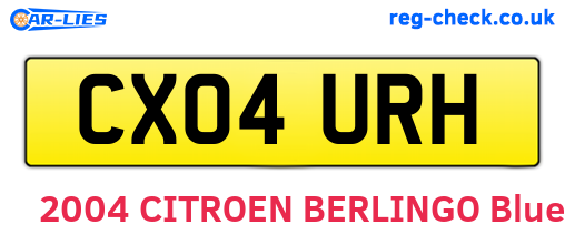 CX04URH are the vehicle registration plates.