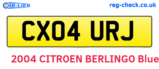 CX04URJ are the vehicle registration plates.