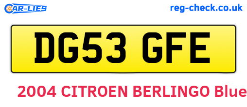 DG53GFE are the vehicle registration plates.