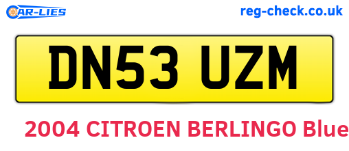 DN53UZM are the vehicle registration plates.