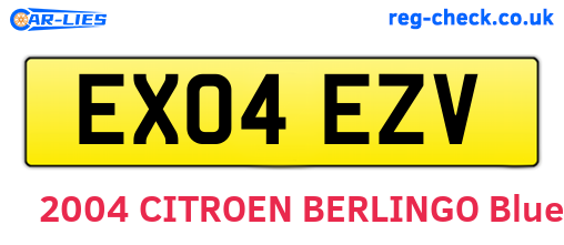 EX04EZV are the vehicle registration plates.