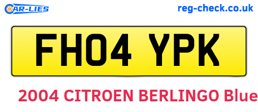 FH04YPK are the vehicle registration plates.