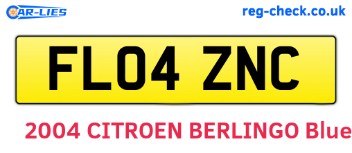 FL04ZNC are the vehicle registration plates.