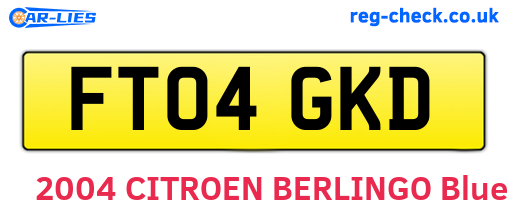 FT04GKD are the vehicle registration plates.