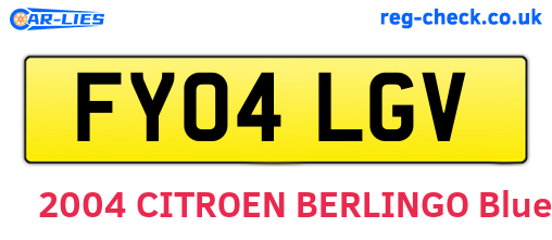 FY04LGV are the vehicle registration plates.
