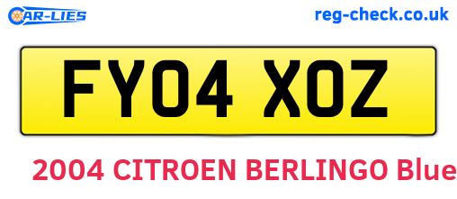 FY04XOZ are the vehicle registration plates.