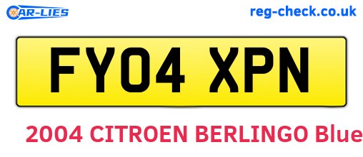 FY04XPN are the vehicle registration plates.