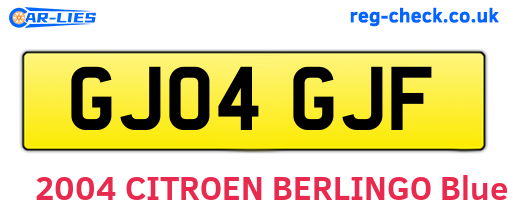 GJ04GJF are the vehicle registration plates.