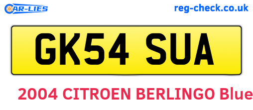 GK54SUA are the vehicle registration plates.