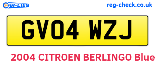 GV04WZJ are the vehicle registration plates.