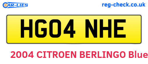 HG04NHE are the vehicle registration plates.
