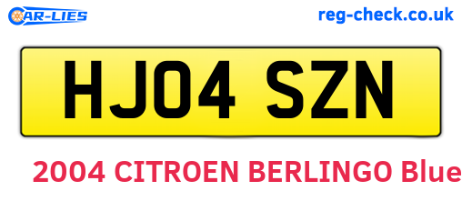 HJ04SZN are the vehicle registration plates.