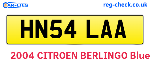 HN54LAA are the vehicle registration plates.