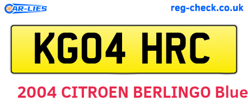 KG04HRC are the vehicle registration plates.