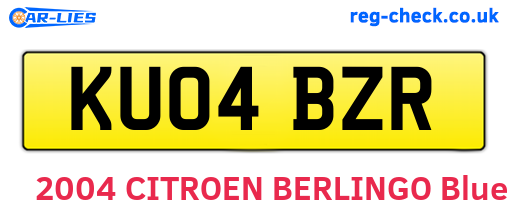 KU04BZR are the vehicle registration plates.