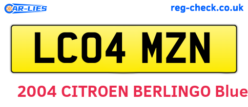 LC04MZN are the vehicle registration plates.