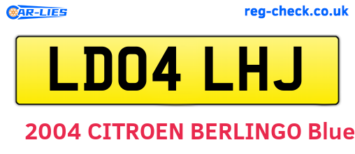 LD04LHJ are the vehicle registration plates.