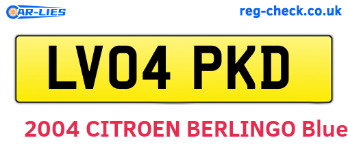 LV04PKD are the vehicle registration plates.