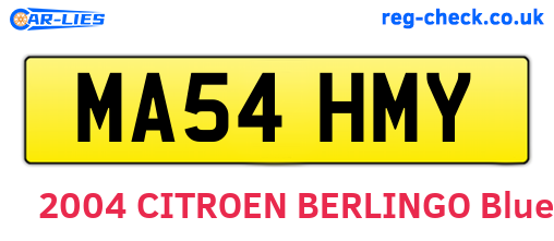MA54HMY are the vehicle registration plates.