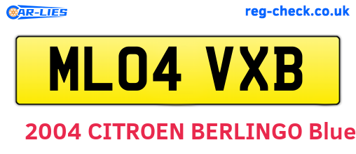 ML04VXB are the vehicle registration plates.