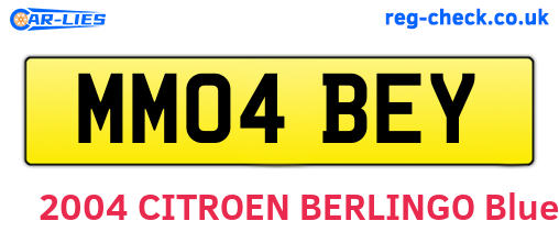 MM04BEY are the vehicle registration plates.
