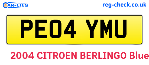 PE04YMU are the vehicle registration plates.
