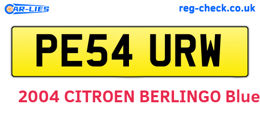 PE54URW are the vehicle registration plates.