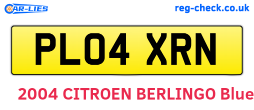 PL04XRN are the vehicle registration plates.