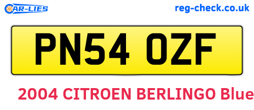 PN54OZF are the vehicle registration plates.