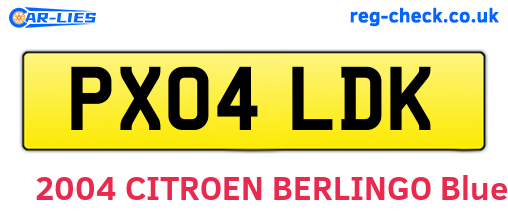 PX04LDK are the vehicle registration plates.
