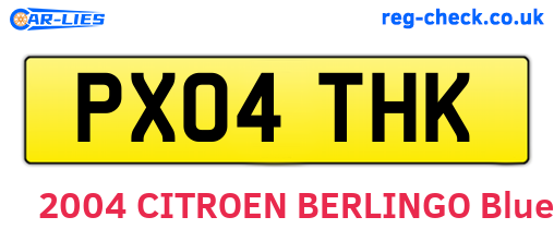PX04THK are the vehicle registration plates.