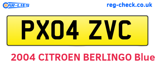 PX04ZVC are the vehicle registration plates.