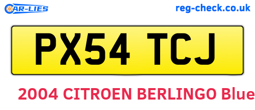 PX54TCJ are the vehicle registration plates.