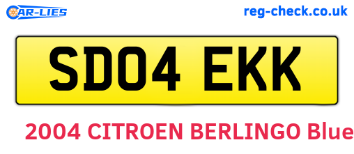 SD04EKK are the vehicle registration plates.