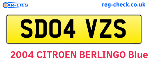 SD04VZS are the vehicle registration plates.