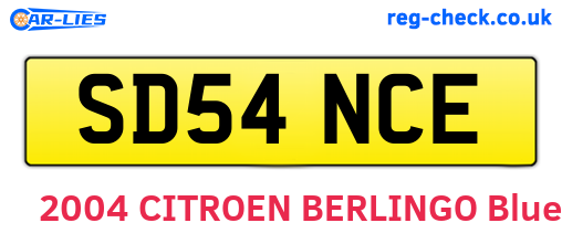 SD54NCE are the vehicle registration plates.