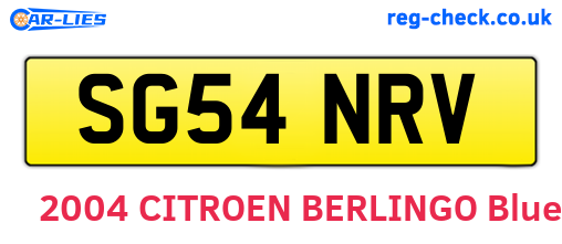 SG54NRV are the vehicle registration plates.