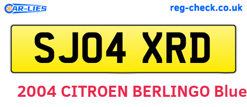 SJ04XRD are the vehicle registration plates.