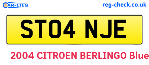 ST04NJE are the vehicle registration plates.