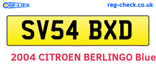 SV54BXD are the vehicle registration plates.