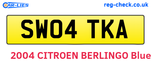 SW04TKA are the vehicle registration plates.