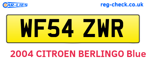 WF54ZWR are the vehicle registration plates.