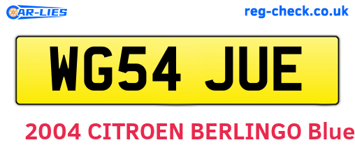 WG54JUE are the vehicle registration plates.