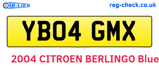 YB04GMX are the vehicle registration plates.