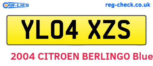 YL04XZS are the vehicle registration plates.