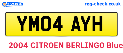 YM04AYH are the vehicle registration plates.