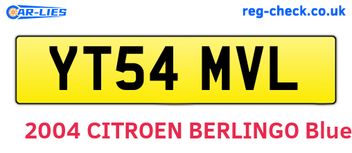 YT54MVL are the vehicle registration plates.