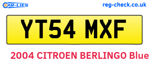 YT54MXF are the vehicle registration plates.